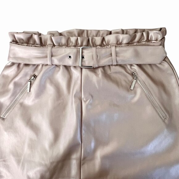 Marc New York Size M Light Pink Metallic Faux Leather Skirt Belt Zippers NWT - Picture 7 of 13